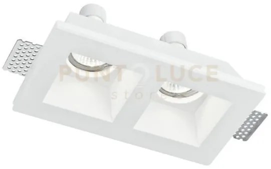 Incasso ghost bianco 2 luci attacco gu10 21,4x11,8x5,5cm in gesso v...