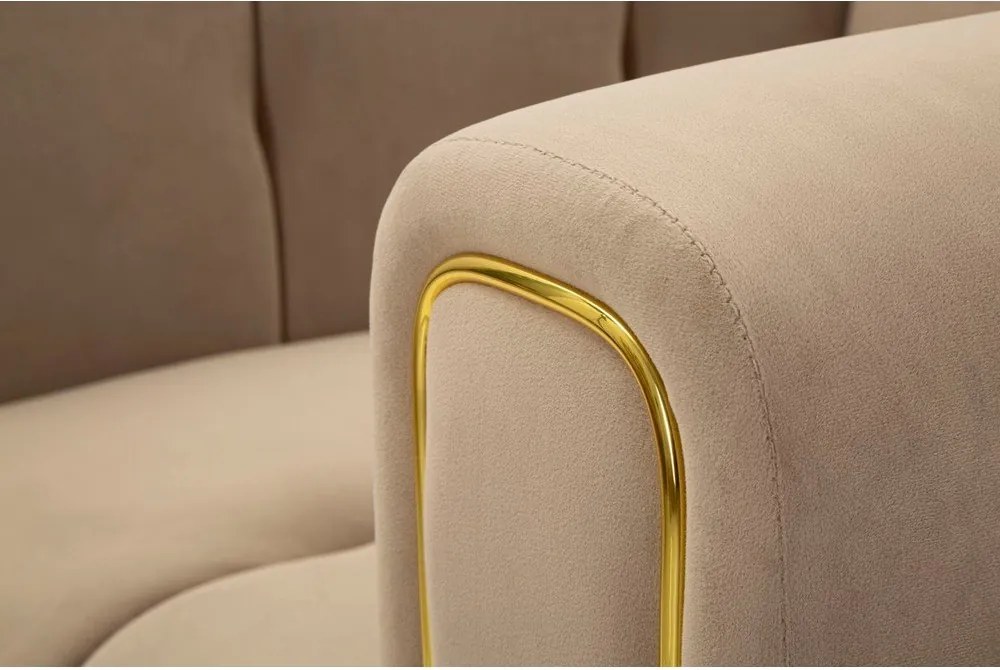 Poltrona grigio tortora con poggioli/con gambe con rivestimento in velluto Alma – Mauro Ferretti