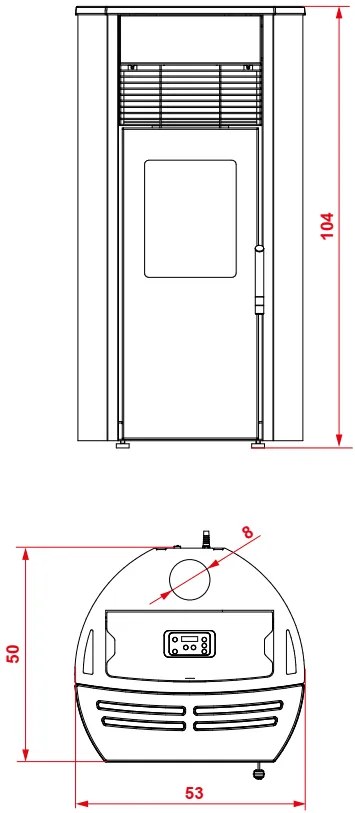 royal roberta air 120 us stufa a pellet ad aria 12kw serbatoio 17kg 61x55x115 cm in acciaio nero