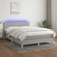 Letto a Molle Materasso e LED Grigio Chiaro 140x200 cm Tessutocod mxl 74828