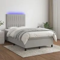 Letto a Molle Materasso e LED Grigio Chiaro 120x200 cm Tessuto cod mxl 64671