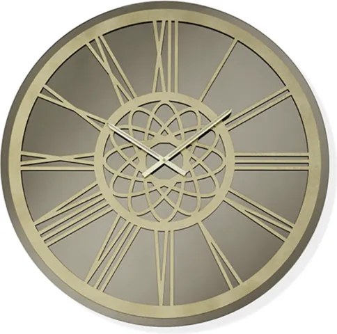 Orologio rotondo D80 cm KIERAN in cristallo Bronzo e numeri Oro