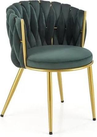 K517 sedia in velluto verde/oro