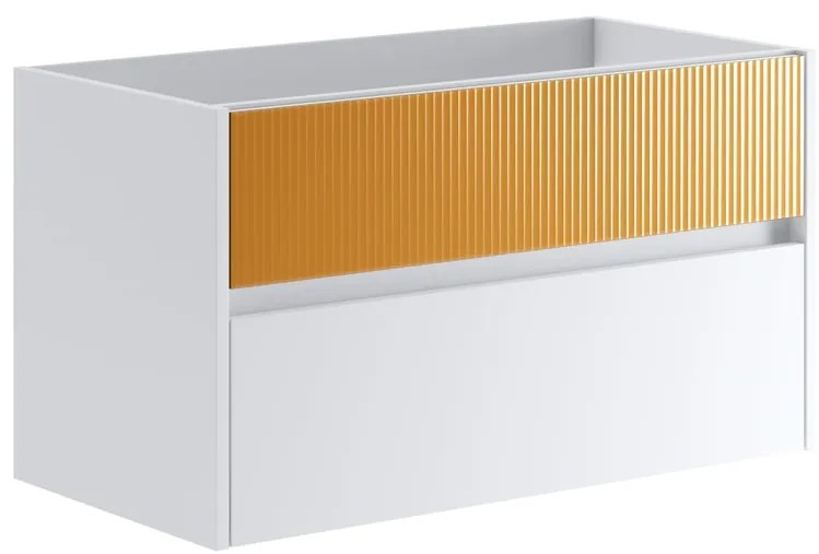 Mobile da bagno sotto lavabo Niwa bianco laccato opaco L 89.5 x H 50 x P 45.5 cm 2 cassetti, lavabo non incluso