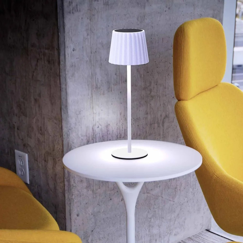 Lampada da Tavolo Ricaricabile 2.2W, IP54 CCT Dimmerabile - Bianco Rigato Colore del corpo Bianco
