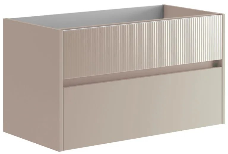 Mobile da bagno sospeso sotto lavabo L 89.5 x H 50 x P 45.5 cm beige laccato opaco, 2 cassetti Niwa