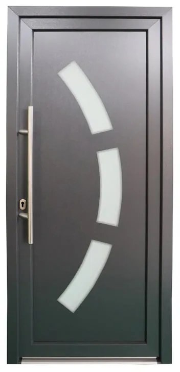 Portoncino d'ingresso in pvc 10007 L 90 x H 210 cm antracite apertura destra