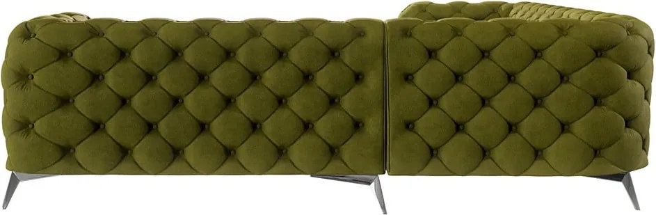 Divano angolare verde con rivestimento in velluto Chelsea – Ropez