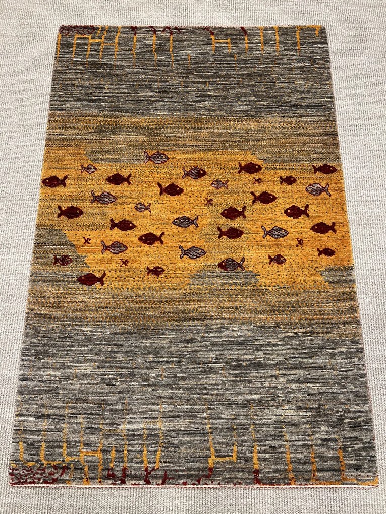 Loribaft Tappeto 100 x 150 Marrone (Iran) Annodato A Mano