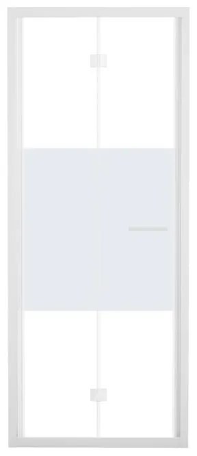 Porta doccia pieghevole Record L 91 x H 195 x P 0.6 cm in vetro smerigliato profilo bianco