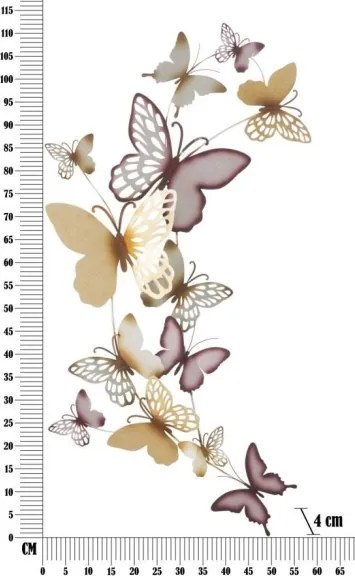 Pannello decorativo da muro con design a farfalle 59,5X4X111,5 cm Butterflies oro/bordeaux
