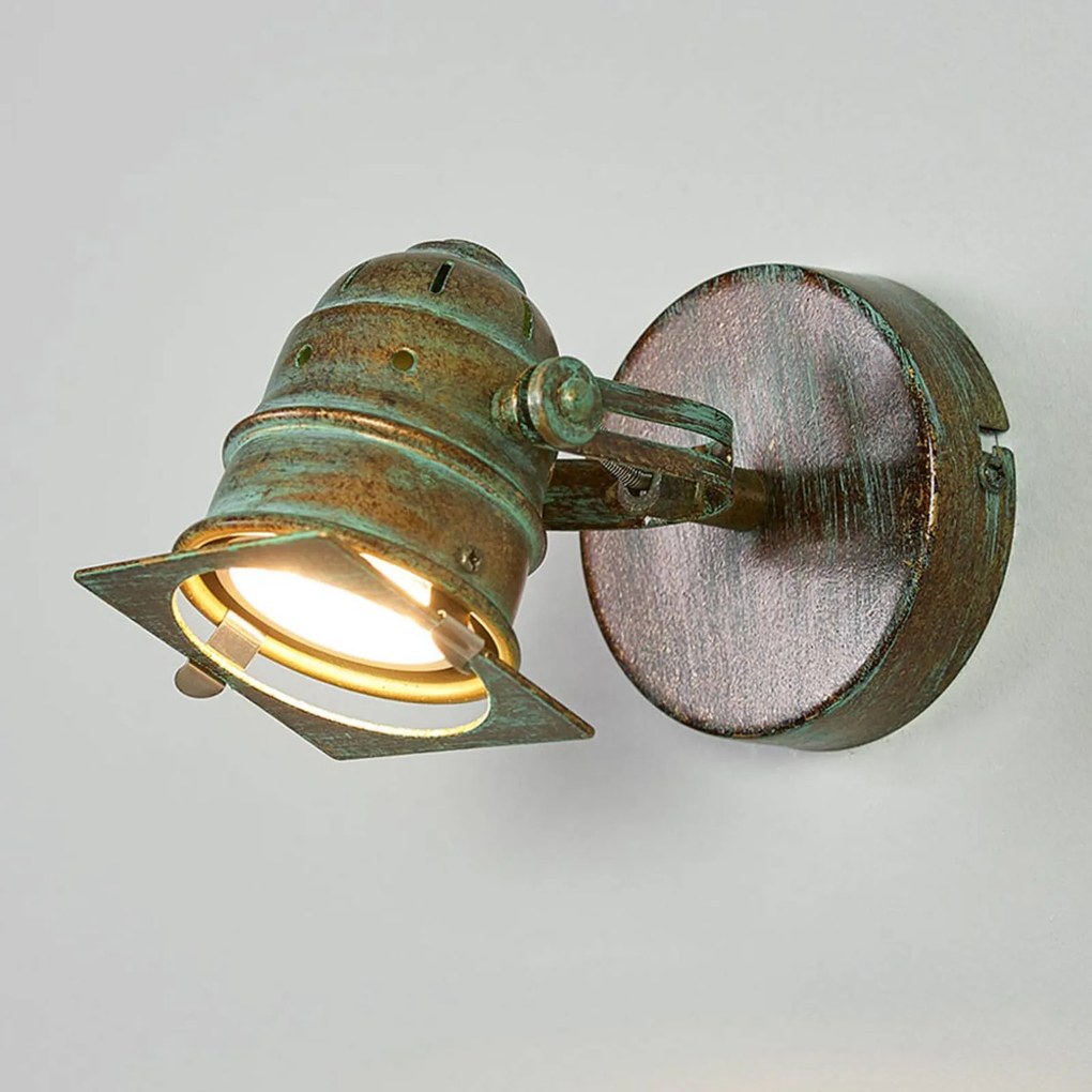 Faretto da parete Lindby Janek, 1 luce, verde, metallo, 11 cm