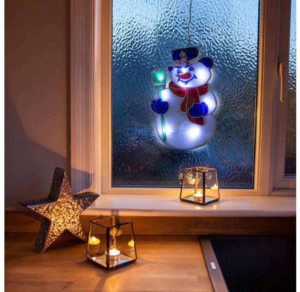 Decorazione natalizia LED - Pupazzo di neve luminoso, 8xLED/3xAAA, luce bianca fredda