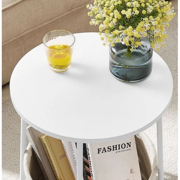 Tavolino laterale NOIRA bianco/marrone chiaro