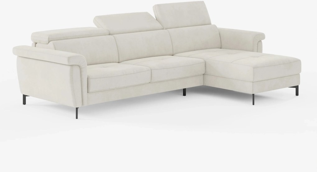 Capri Divano letto angolare con penisola contenitore e poggiatesta reclinabili - elegante tessuto smacchiabile T30