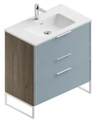 Mobile sottolavabo e lavabo Quadra cotto/cielo in mdf L 80 x H 93 x P 46 cm 1 vasca 3 cassetti