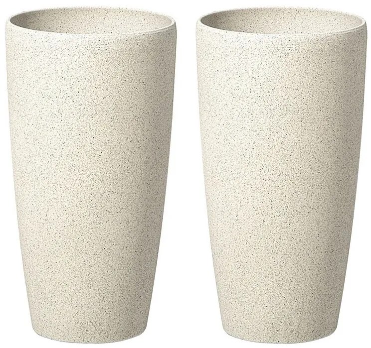 Set di 2 vasi polvere di pietra beige chiaro ⌀ 23 cm ABDERA Beliani