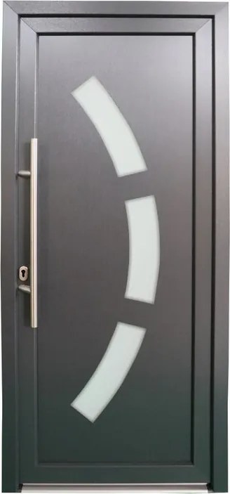 Portoncino d'ingresso 10007 L 80 x H 210 cm in PVC antracite, apertura spingere a destra, falso telaio non incluso