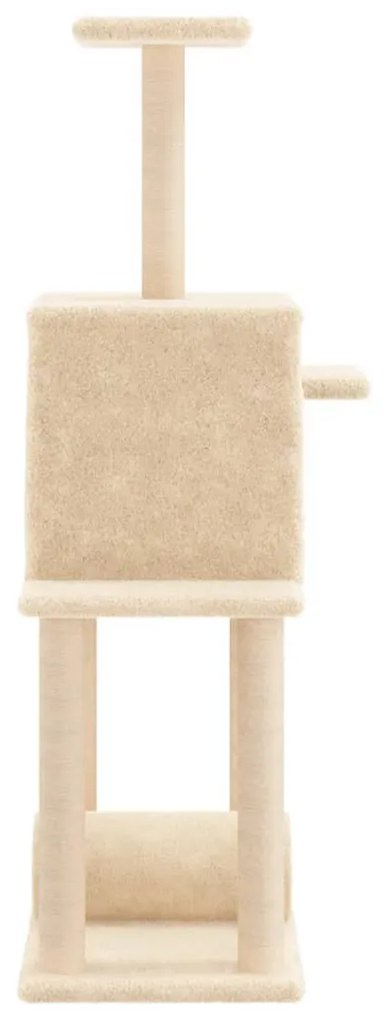 Albero per gatti con tiragraffi in sisal crema 122 cm