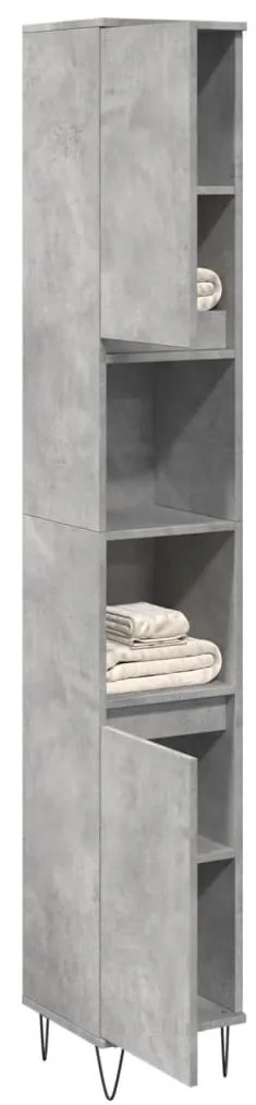 Armadietto Bagno Grigio Cemento 30x30x190 Cm Legno Multistrato /