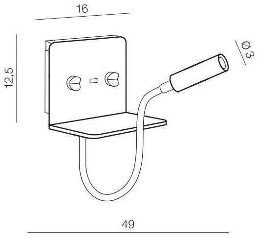 Azzardo AZ4417 - LED Lampada flessibile piccola con ripiano VERA 1xLED/5W/230V + 1xLED/6W
