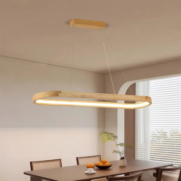 Brilagi - Lampada a sospensione con cavo LED UMEA WOOD LED/40W/230V 90x22 cm, legno di caucciù