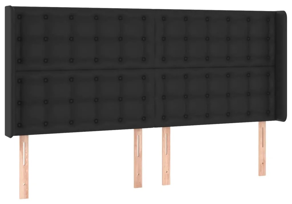 Testiera ad orecchio nera 203x16x118/128 cm in similpelle