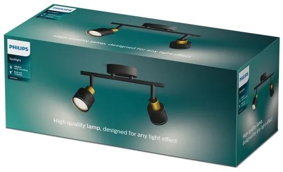 Philips - Faretto NIALL 2xGU10/5W/230V nero/ottone