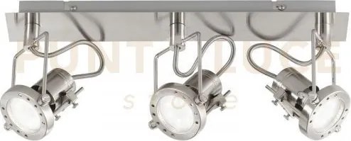 Spot led techno nickel 3 luci attacco gu10 led 5w 400lm 2700k 44,6x...