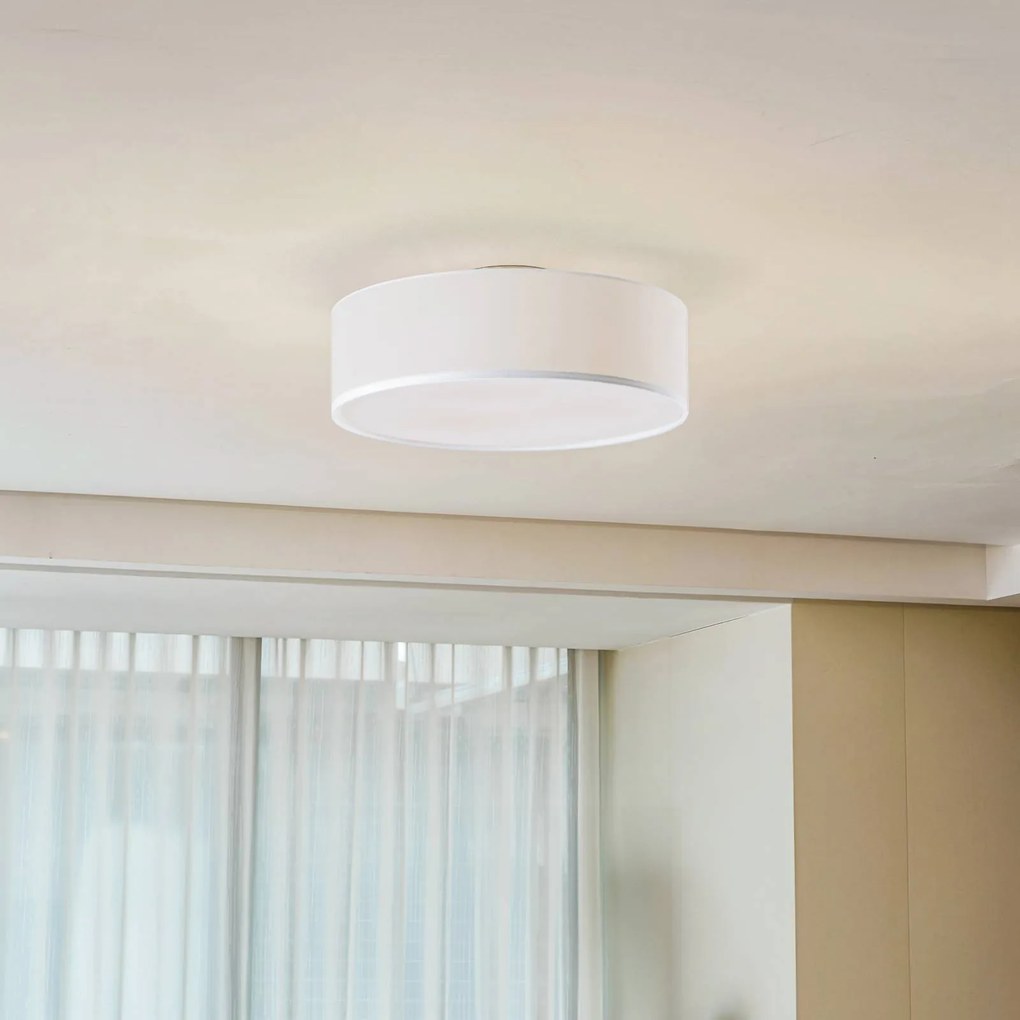 Plafoniera soffitto Sebatin Lindby, dimmerabile, Bianco / Opale, Camera da letto, Tessuto / Stoffa / Seta, Moderno, Plafoniera