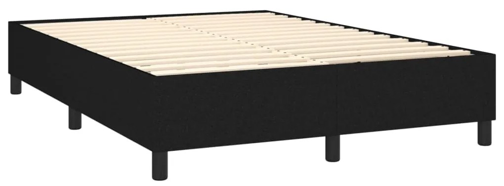 Letto a molle con materasso e led nero 140x200 cm in tessuto
