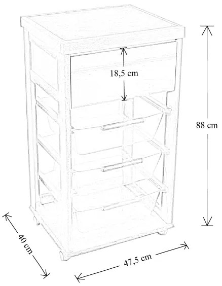 Carrello in legno Naturale con cesti portafrutta in policarbonato LANDHELL