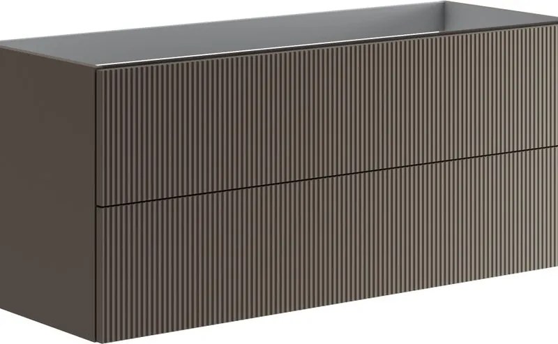 Cassettiera Opera con 2 cassetti, cannettatolaccato opaco grigio carbone L119,5 H50 P45,5 cm