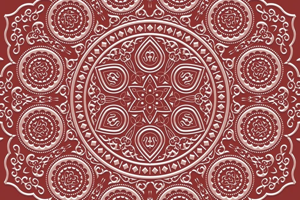 Carta da parati autoadesiva – Mandala etnica delicata in bordeaux