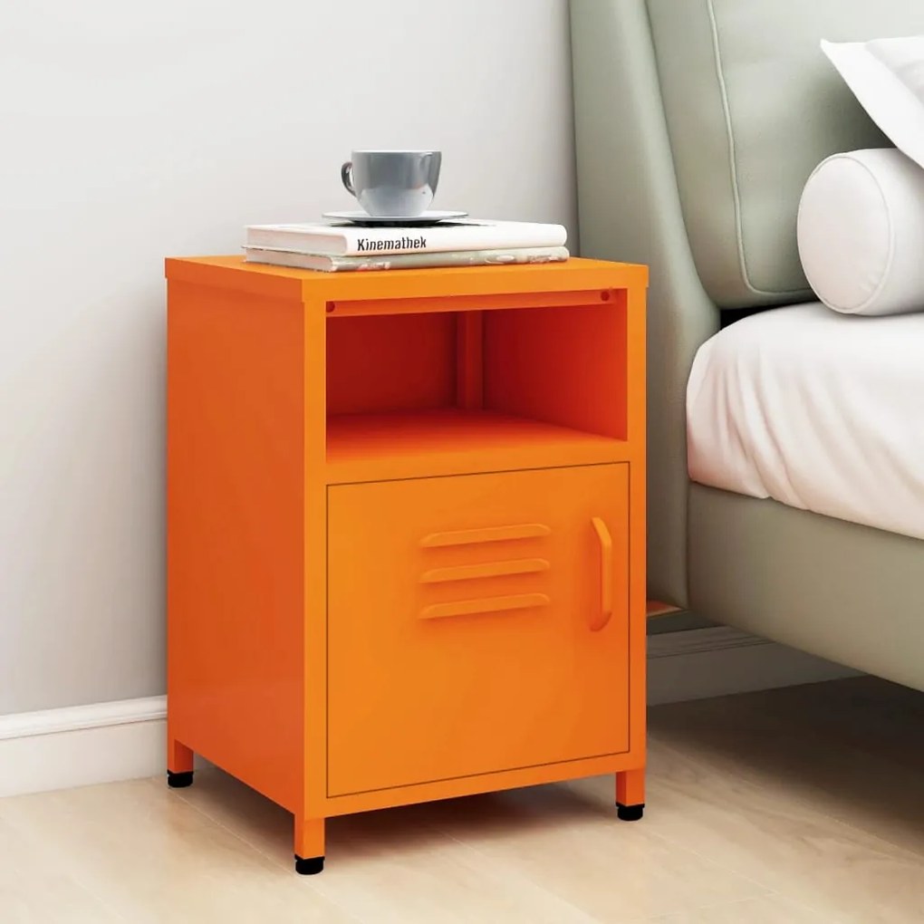 Comodino Arancione 35x35x51 Cm İn Acciaio /