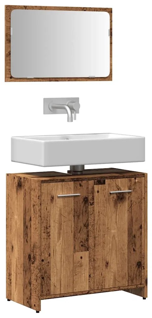 Mobile Da Bagno Con Specchio İn Legno Antico Legno Multistrato /