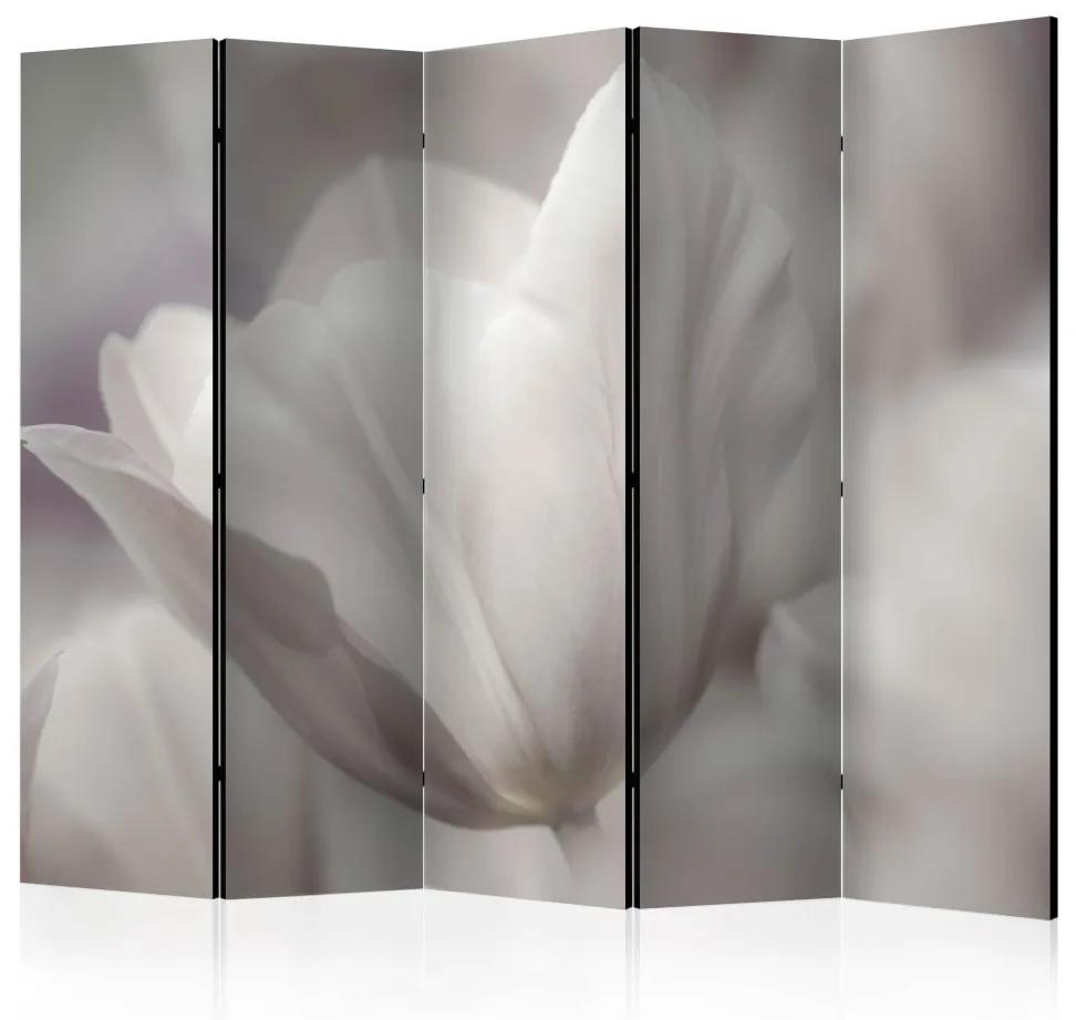 Paravento design Tulipano - Foto in bianco e nero II - Tulipano in contrasto sbiadito