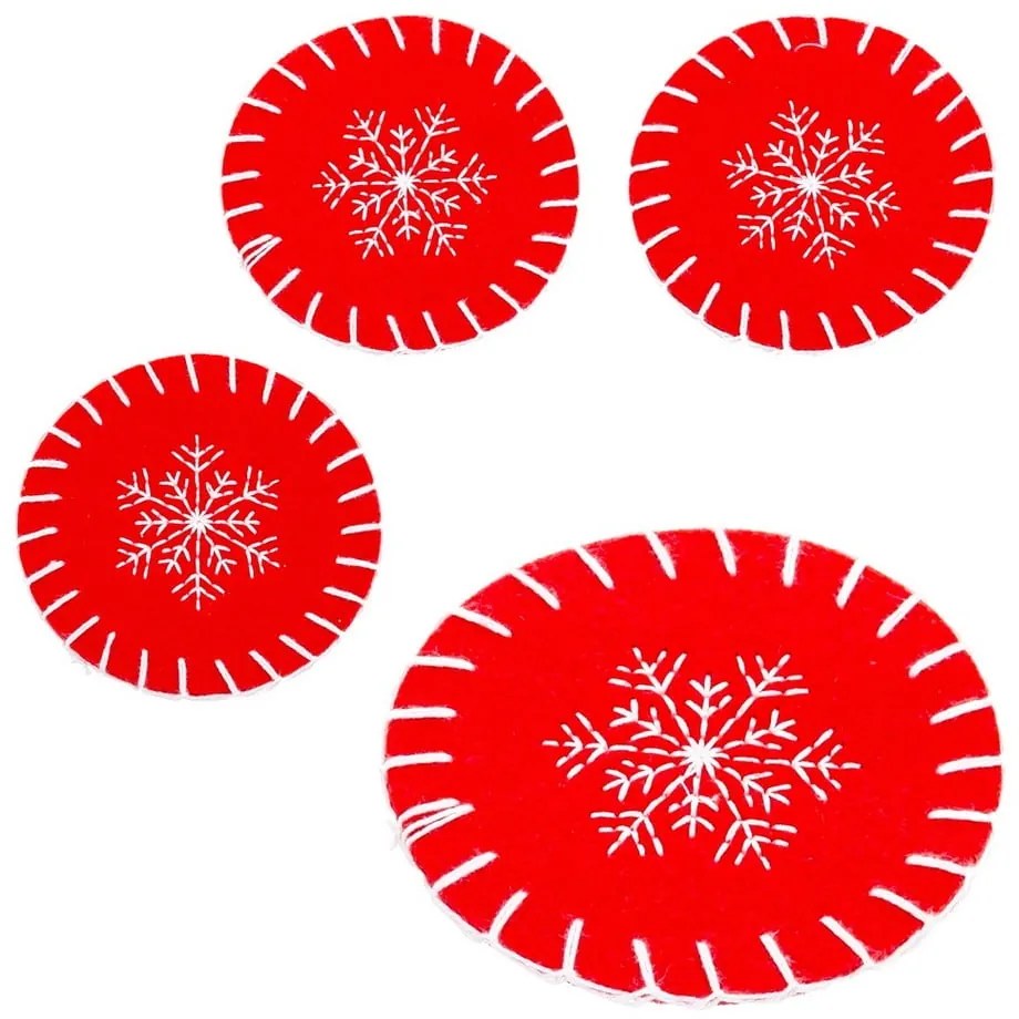Sottobicchieri rossi con motivo natalizio in set di 4 pezzi - Casa Selección