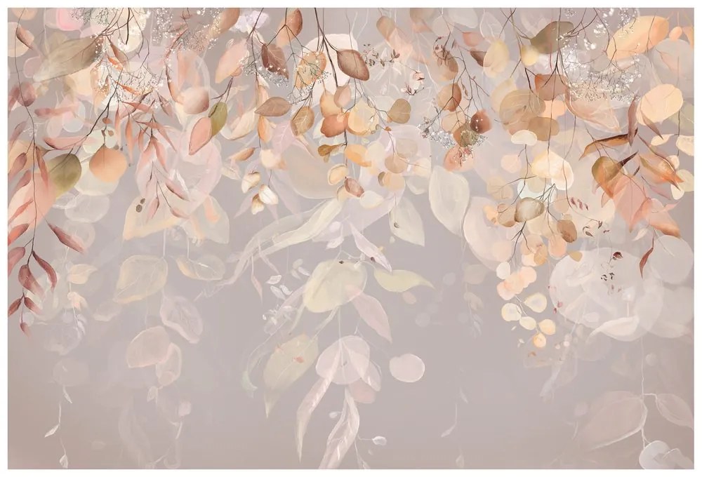 Carta da parati – Foglie Delicate in Abito Scuro