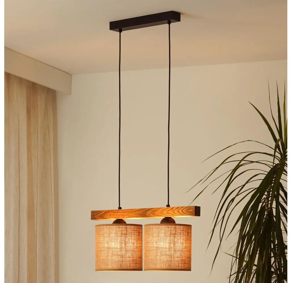 Brilagi - Lampadario a sospensione con filo FOREST 2xE27/15W/230V pino/marrone/nero