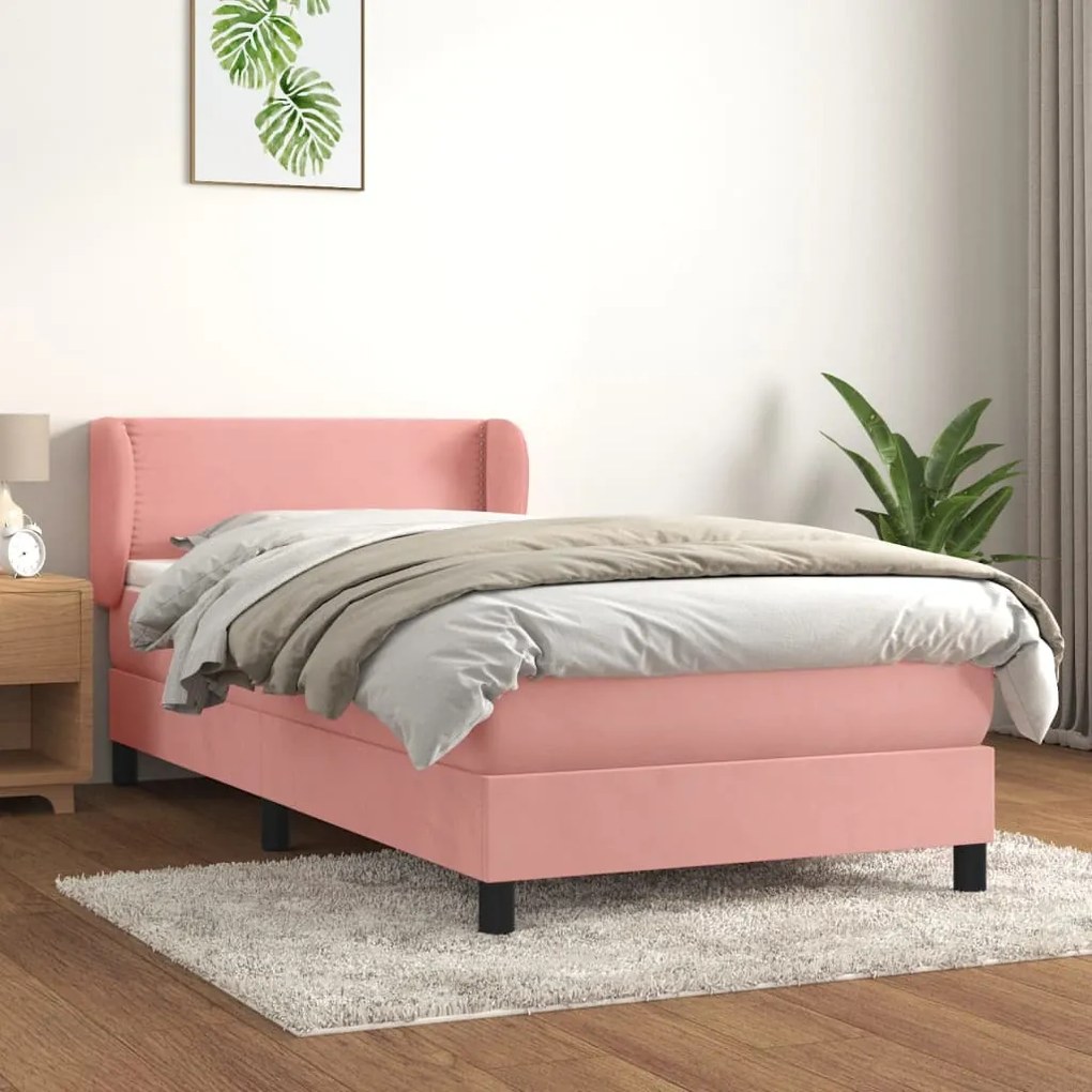 Giroletto A Molle Con Materasso Rosa 100x200 Cm İn Velluto /
