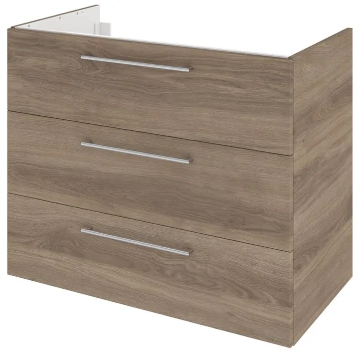 Mobile da bagno sospeso sotto lavabo L 90 x H 73 x P 46 cm marrone opaco, 3 cassetti SENSEA Remix