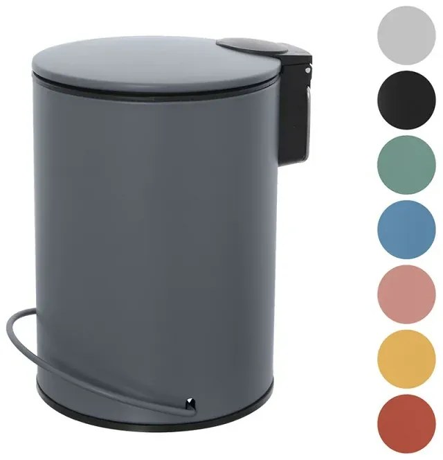 Pattumiera in acciaio 3 litri grigio soft-close con secchio estraibile Spring