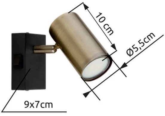Globo 57911-1M - Faretto da parete ROBBY 1xGU10/25W/230V nero/ottone