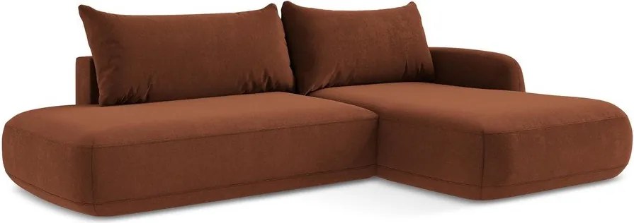 Divano angolare color terracotta allungabile (con penisola a destra/con chaise lounge) Hale – Makamii