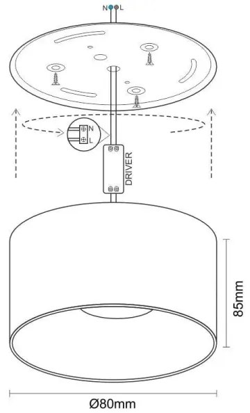 Faretto LED LED/12W/230V 4000K diametro 8 cm bianco