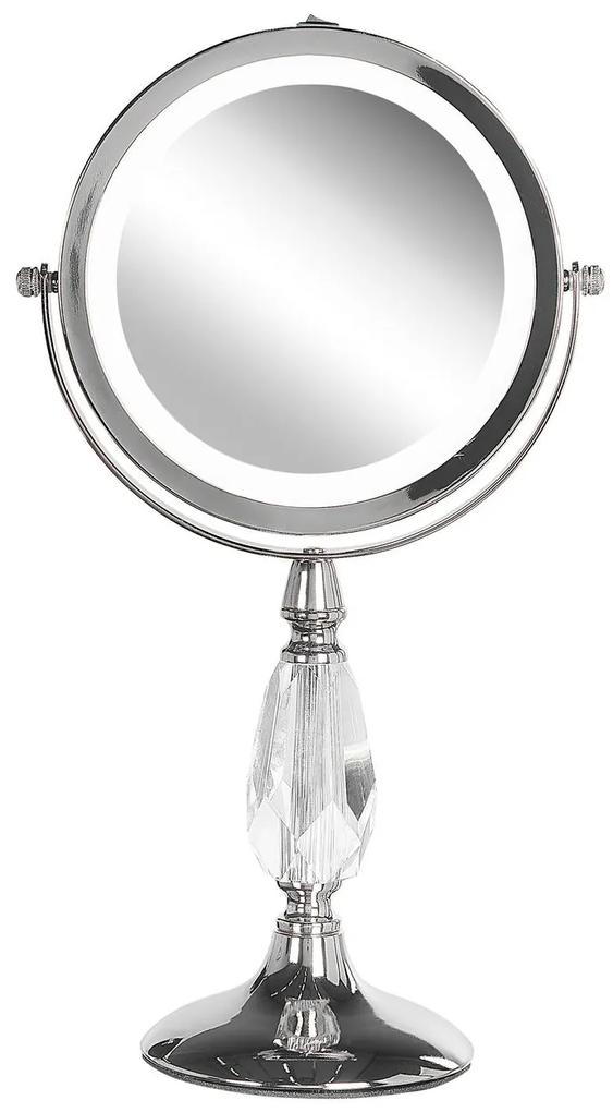 Specchio da tavolo LED argento ø 18 cm MAURY Beliani