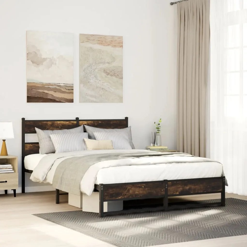 Giroletto Senza Materaso İn Metallo Rovere Fumo 140x190 Cm /