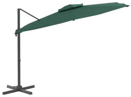 Ombrellone a Sbalzo Doppio Piano Verde 300x300 cm