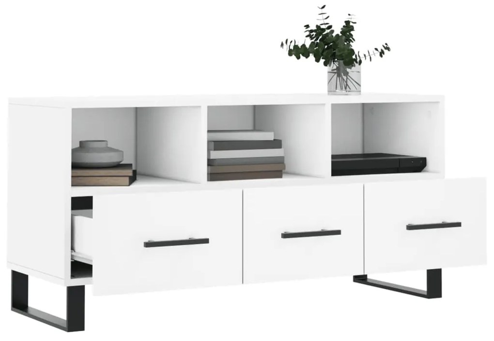 Mobile porta tv bianco 102x36x50 cm in legno multistrato